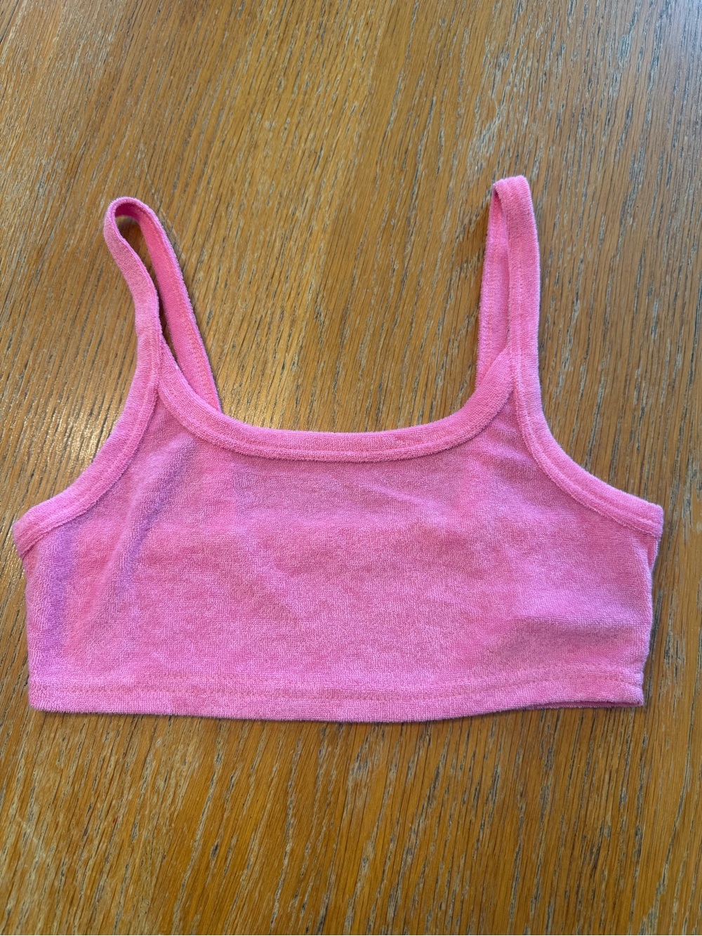 Terry Cloth Crop Tank Top in Pink